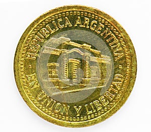 50 Centavos Fine Letters coin, 1992~Today - Peso Convertible Until 2001 serie, Bank of Argentina. Reverse, issued on 1992