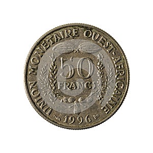 50 central african CFA franc coin 1996 obverse