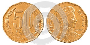 50 chilean pesos coin