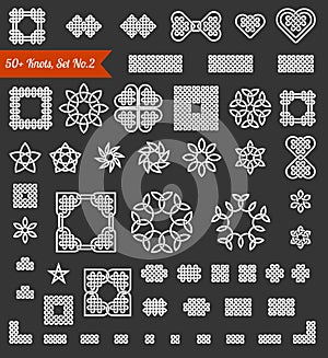 50+ collection of Celtic, Chinese and other knots and design elements for use in your creative projects. Set No. 2. Vector.