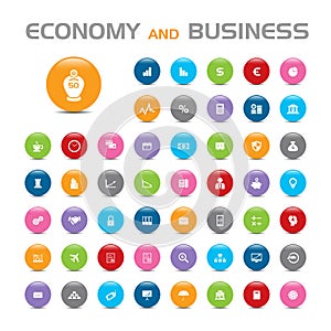 50 Economy and business bubble icons