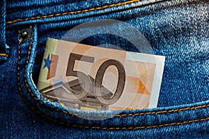 50 euro banknote in  pocket