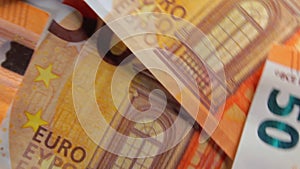 50 euro banknotes, rotating money background