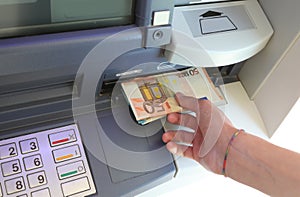 50 Euro banknotes withdrawn from an ATM machine in Europe