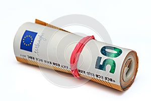 50 euro bills on white background 3