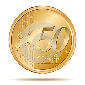 50 Euro cent coin vector illustration