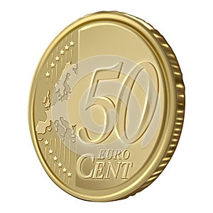 50 euro cents isolated over white.