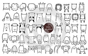 50 Face Animals cartoon Bundle,Big collection of decorative for kids,baby characters, card,hand drawn,doodle,clipart, cartoon styl