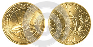 50 guatemalan centavos coin