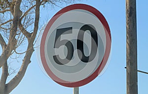 50 km/h speed limit road sign