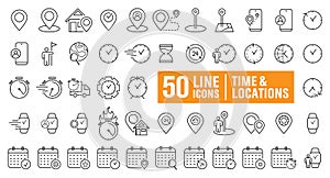 50 Line Icons_Time & Locations