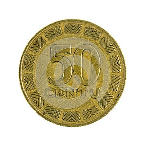 50 lithuanian centu coin 1997 isolated on white background