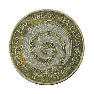 50 mexican peso coin 1981 reverse isolated on white background