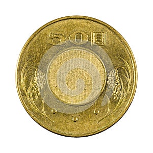 50 new taiwan dollar coin 2014 reverse isolated on white background