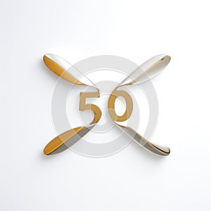 50 Number fifty. Glossy, sparkling number 50, isolated on a white background