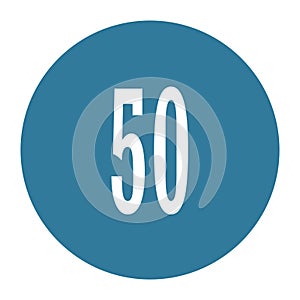 50 numeral logo with round frame in blue color