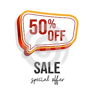 50% OFF Sale Promotional Poster Design Vector Illustration With Text Box Template