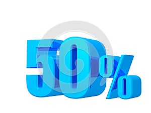 50% offer, offer price, discount, fifty percent Sales promotion, 3D rendering on white background