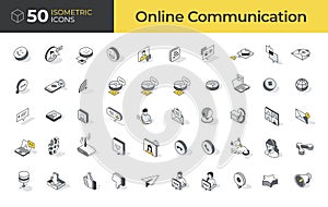 50 Online Communication Isometric Icons