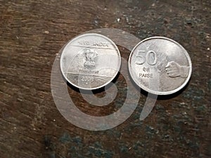 50 paise coins Indian old coin