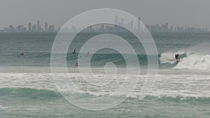 50 per cent slow motion 60fps clip of a surfer performing a cutback at kirra on the gold coast of queensland