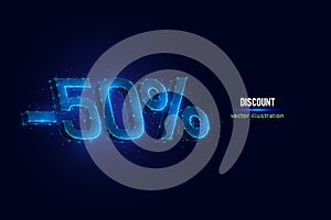 50 percent discount low poly vector illustration