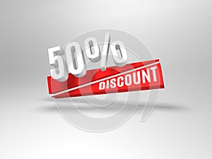 50 percent discount symbol.