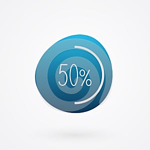 50 percent isolated pie chart. Vector infographic gradient icon. Sign for business, finance, web design, download, progress