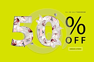 50 percent off banner. Sale discount, Poster Background
