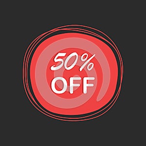 50 percent off, colorful label for greetings and promotion. Banners and sticker design