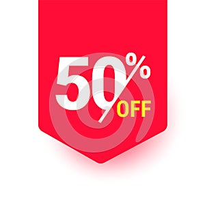50 percent off. Discount offer price tag label promo discount symbol best sale offer marketing badge vector illustration