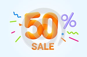 50 percent off discount sale promotion offer. Mega banner background online vector discount promotion design.