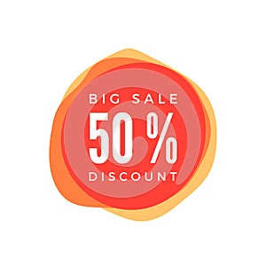 50 Percent Off Discount Sticker. Sale red tag Isolated on white background. Discount Offer Price Label. Vector