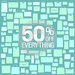 50 percent off everything, half price, discounts banner