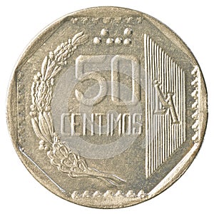 50 Peruvian nuevo sol centimos coin