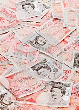 50 pound sterling bank notes background