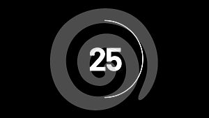 50 sec black and white transparent circle countdown timer