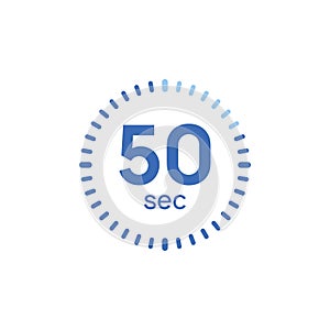 50 second timer clock. 50 sec stopwatch icon countdown time digital stop chronometer
