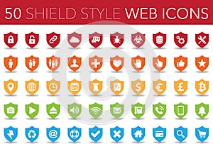 50 shield style web icons