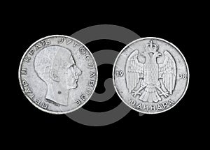 50 silver coin dinars of Yugoslavia Kingdom depicting Petar II, king of Yugoslavia