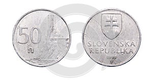 50 slovakia heller coin isolated