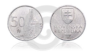 50 slovakia heller coin isolated on white background