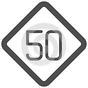 50 speed limit icon, traffic sign vector illustration