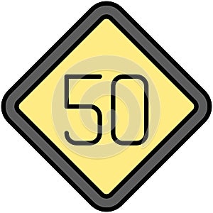 50 speed limit icon, traffic sign vector illustration