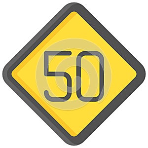 50 speed limit icon, traffic sign vector illustration