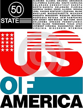 50 state USA design of t-shirt