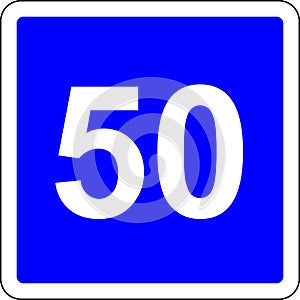 50 suggested speed road sign