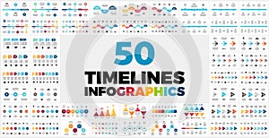 50 Timelines Infographic templates for your presentation. Perfect for any industry from social media or startups to