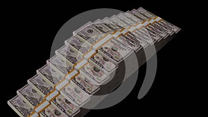 50 US dollar money composition. Financial background. Many banknotes and wads of money. Cash. 3D render.