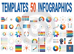 50 Vector Templates for Infographics for seven positions.